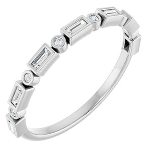 14K Rose Gold 1/2 CTW Diamond Anniversary Ring with Asscher Cut Stones