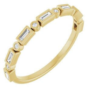 14K Rose Gold 1/2 CTW Diamond Anniversary Ring with Asscher Cut Stones