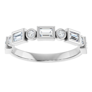 14K Rose Gold 1/2 CTW Diamond Anniversary Ring with Asscher Cut Stones