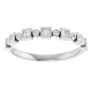 14K Rose Gold 1/2 CTW Diamond Anniversary Ring with Asscher Cut Stones