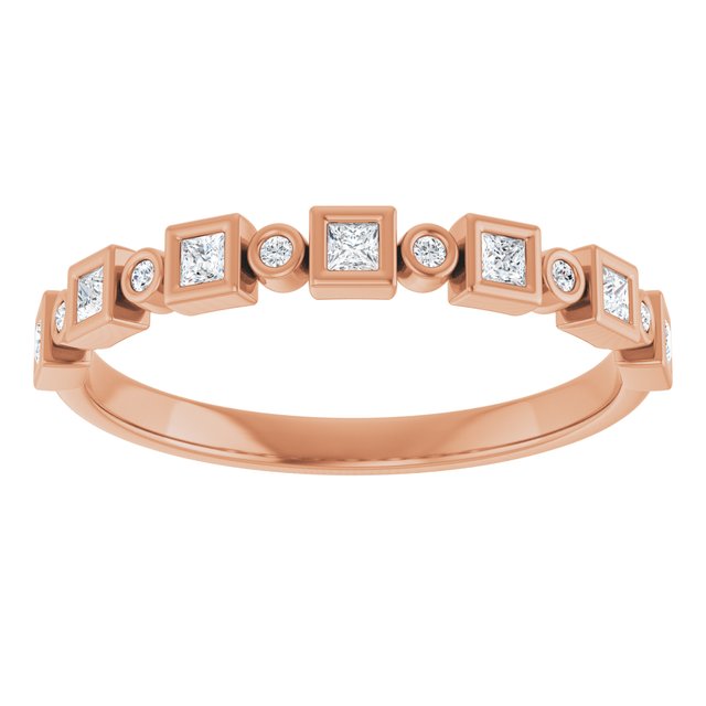 14K Rose Gold 1/2 CTW Asscher-Cut Natural Diamond Anniversary Ring