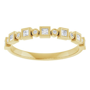14K Rose Gold 1/2 CTW Diamond Anniversary Ring with Asscher Cut Stones