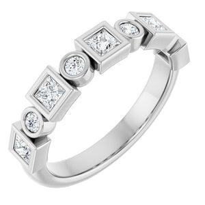 14K Rose Gold 1/2 CTW Diamond Anniversary Ring with Asscher Cut Stones