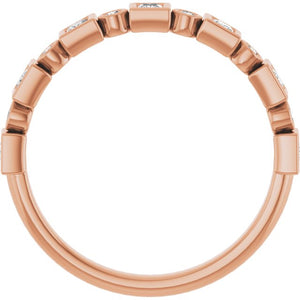 14K Rose Gold 1/2 CTW Diamond Anniversary Ring with Asscher Cut Stones