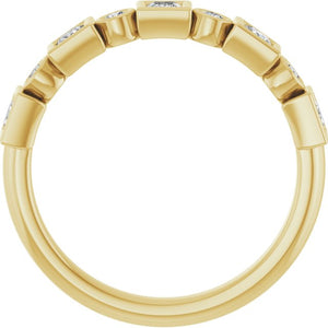 14K Rose Gold 1/2 CTW Diamond Anniversary Ring with Asscher Cut Stones