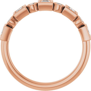 14K Rose Gold 1/2 CTW Diamond Anniversary Ring with Asscher Cut Stones