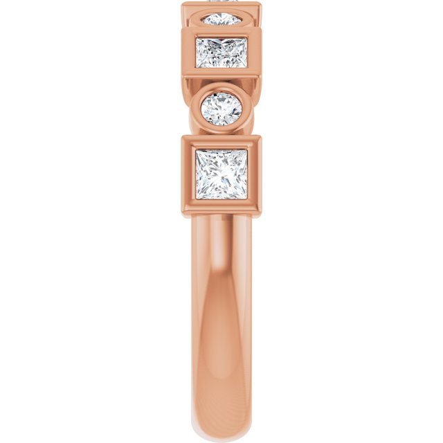 14K Rose Gold 1/2 CTW Asscher-Cut Natural Diamond Anniversary Ring