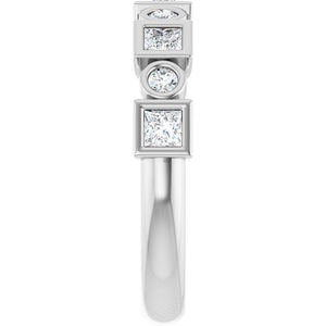 14K Rose Gold 1/2 CTW Diamond Anniversary Ring with Asscher Cut Stones