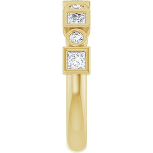 14K Rose Gold 1/2 CTW Diamond Anniversary Ring with Asscher Cut Stones