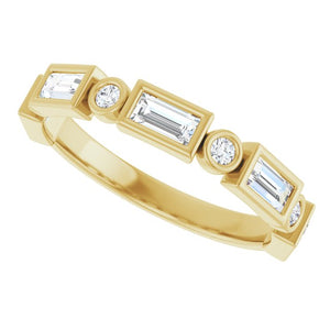 14K Rose Gold 1/2 CTW Diamond Anniversary Ring with Asscher Cut Stones