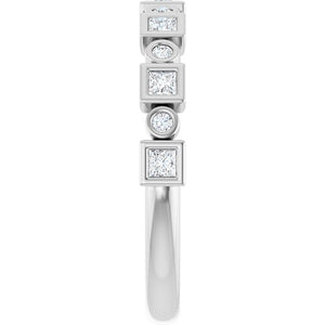 14K Rose Gold 1/2 CTW Diamond Anniversary Ring with Asscher Cut Stones
