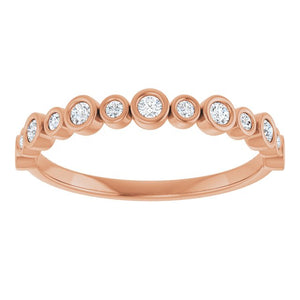 14K Rose Gold 1/2 CTW Diamond Anniversary Ring with Asscher Cut Stones