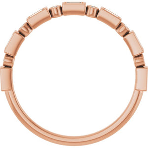 14K Rose Gold 1/2 CTW Diamond Anniversary Ring with Asscher Cut Stones