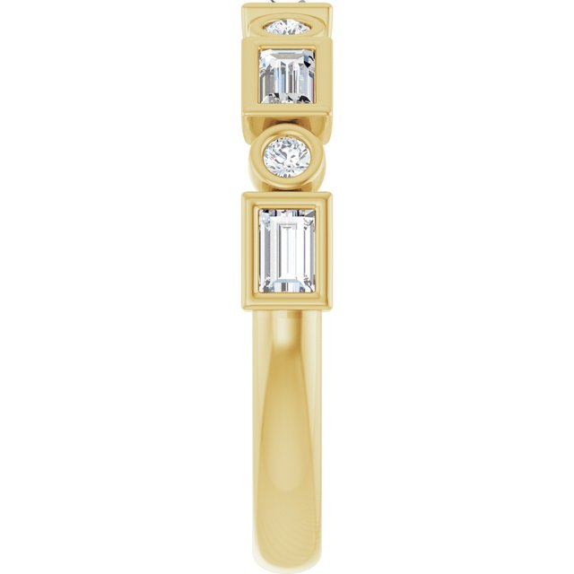 14K Rose Gold 1/2 CTW Asscher-Cut Natural Diamond Anniversary Ring