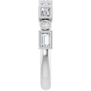 14K Rose Gold 1/2 CTW Diamond Anniversary Ring with Asscher Cut Stones