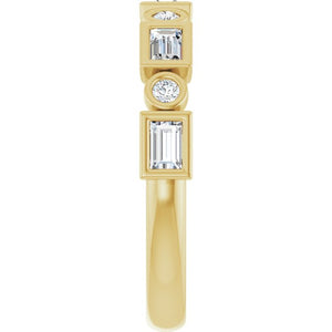 14K Rose Gold 1/2 CTW Diamond Anniversary Ring with Asscher Cut Stones