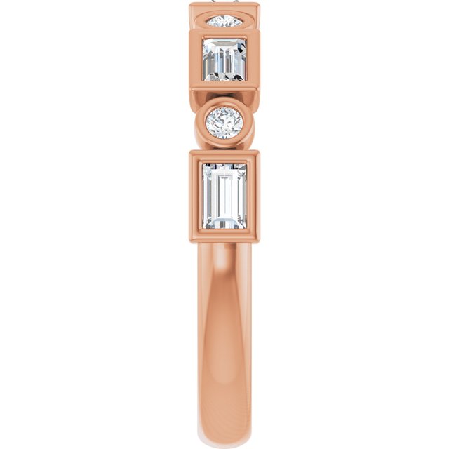 14K Rose Gold 1/2 CTW Asscher-Cut Natural Diamond Anniversary Ring