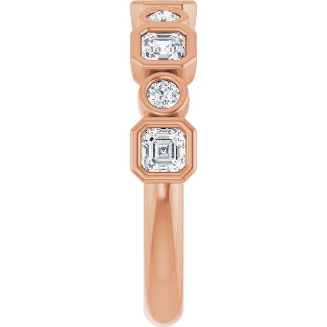 14K Rose Gold 1/2 CTW Asscher-Cut Natural Diamond Anniversary Ring