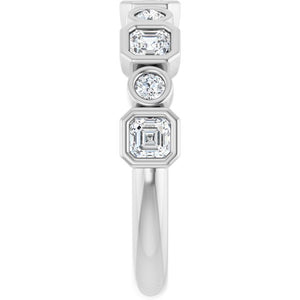 14K Rose Gold 1/2 CTW Diamond Anniversary Ring with Asscher Cut Stones