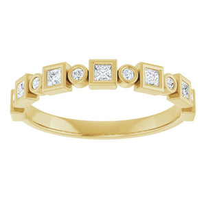 14K Rose Gold 1/2 CTW Diamond Anniversary Ring with Asscher Cut Stones