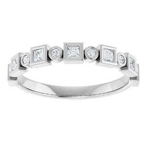 14K Rose Gold 1/2 CTW Diamond Anniversary Ring with Asscher Cut Stones