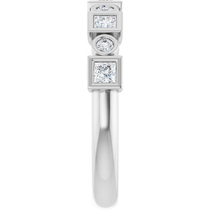 14K Rose Gold 1/2 CTW Diamond Anniversary Ring with Asscher Cut Stones