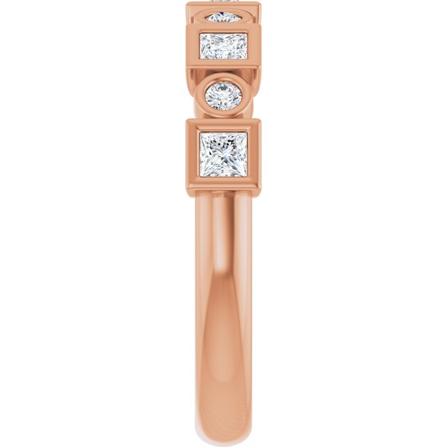 14K Rose Gold 1/2 CTW Asscher-Cut Natural Diamond Anniversary Ring