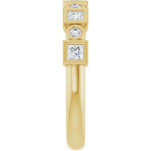 14K Rose Gold 1/2 CTW Diamond Anniversary Ring with Asscher Cut Stones