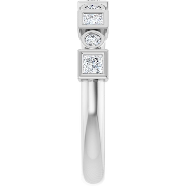 14K Rose Gold 1/2 CTW Asscher-Cut Natural Diamond Anniversary Ring