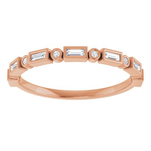 14K Rose Gold 1/2 CTW Diamond Anniversary Ring with Asscher Cut Stones