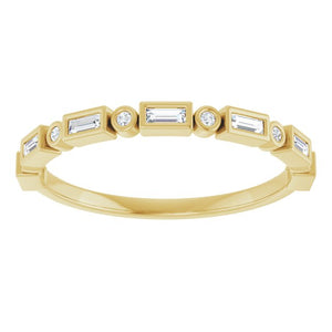 14K Rose Gold 1/2 CTW Diamond Anniversary Ring with Asscher Cut Stones