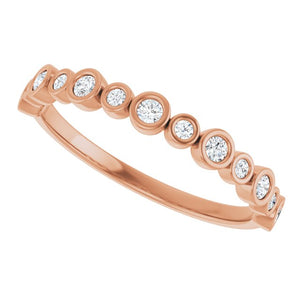 14K Rose Gold 1/2 CTW Diamond Anniversary Ring with Asscher Cut Stones