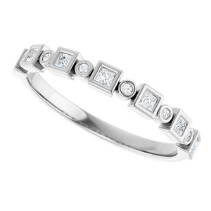 14K Rose Gold 1/2 CTW Diamond Anniversary Ring with Asscher Cut Stones