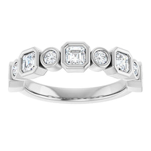 14K Rose Gold 1/2 CTW Diamond Anniversary Ring with Asscher Cut Stones