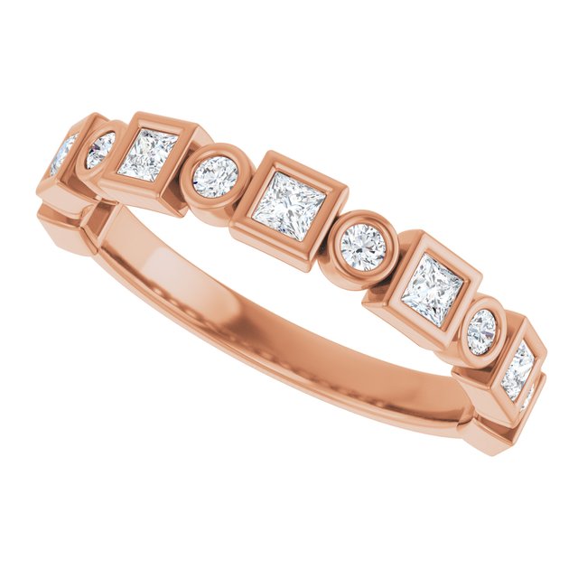 14K Rose Gold 1/2 CTW Asscher-Cut Natural Diamond Anniversary Ring