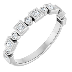 14K Rose Gold 1/2 CTW Diamond Anniversary Ring with Asscher Cut Stones