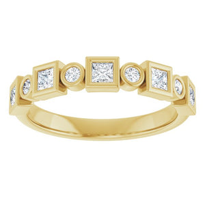 14K Rose Gold 1/2 CTW Diamond Anniversary Ring with Asscher Cut Stones