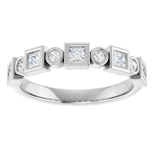 14K Rose Gold 1/2 CTW Diamond Anniversary Ring with Asscher Cut Stones