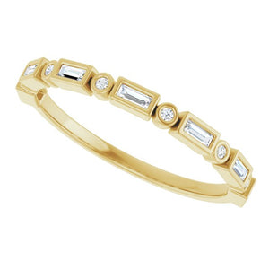 14K Rose Gold 1/2 CTW Diamond Anniversary Ring with Asscher Cut Stones