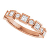 14K Rose Gold 1/2 CTW Asscher-Cut Natural Diamond Anniversary Ring