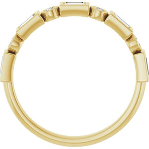 14K Rose Gold 1/2 CTW Diamond Anniversary Ring with Asscher Cut Stones