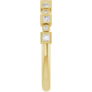 14K Rose Gold 1/2 CTW Diamond Anniversary Ring with Asscher Cut Stones