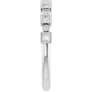 14K Rose Gold 1/2 CTW Diamond Anniversary Ring with Asscher Cut Stones