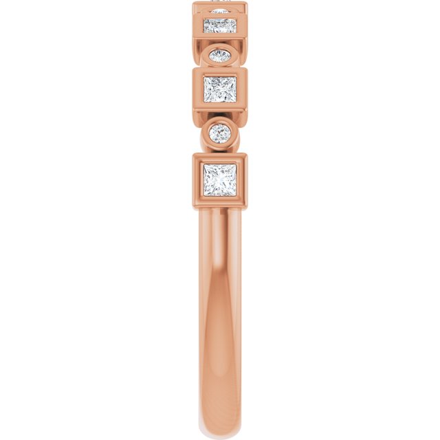 14K Rose Gold 1/2 CTW Asscher-Cut Natural Diamond Anniversary Ring