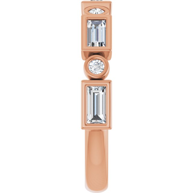 14K Rose Gold 1/2 CTW Asscher-Cut Natural Diamond Anniversary Ring