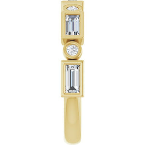 14K Rose Gold 1/2 CTW Diamond Anniversary Ring with Asscher Cut Stones