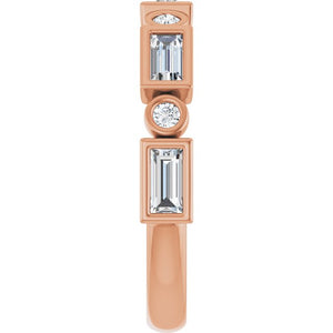 14K Rose Gold 1/2 CTW Diamond Anniversary Ring with Asscher Cut Stones