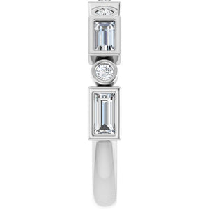 14K Rose Gold 1/2 CTW Diamond Anniversary Ring with Asscher Cut Stones