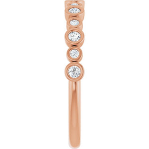 14K Rose Gold 1/2 CTW Diamond Anniversary Ring with Asscher Cut Stones
