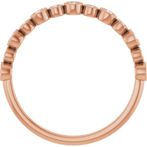 14K Rose Gold 1/2 CTW Diamond Anniversary Ring with Asscher Cut Stones